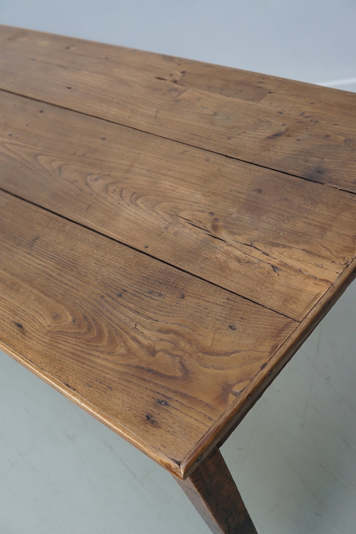 Large Antique Elm 19th Century French Rustic Farmhouse Dining Table