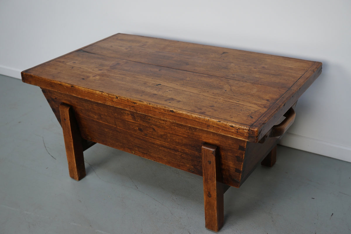 French Early 20th Century Farmhouse Rustic Pine Coffee Table