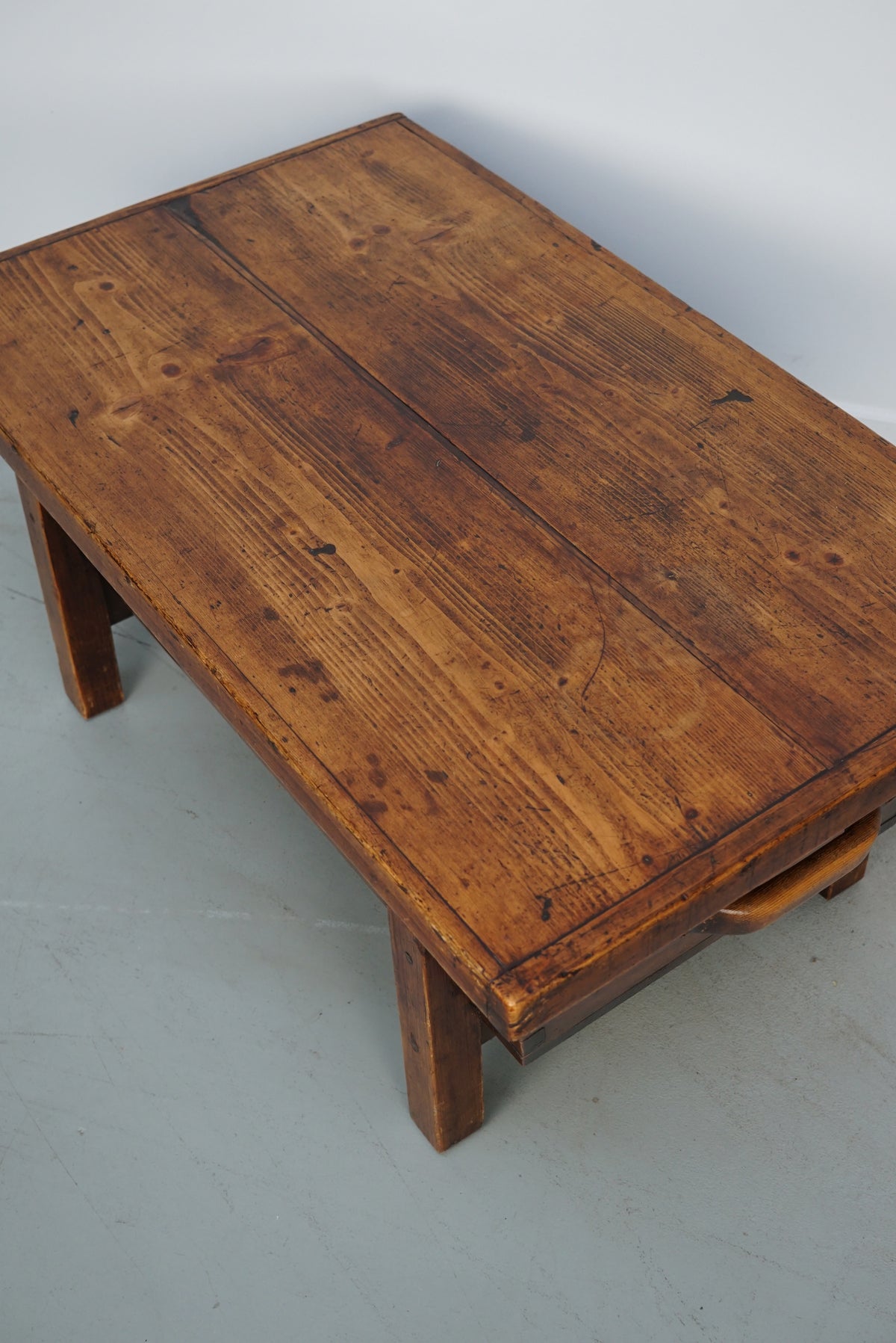 French Early 20th Century Farmhouse Rustic Pine Coffee Table