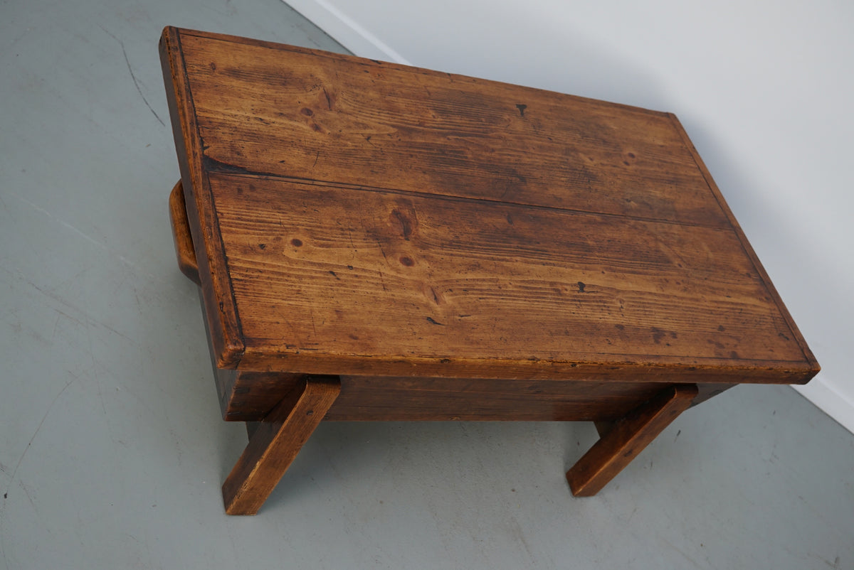 French Early 20th Century Farmhouse Rustic Pine Coffee Table