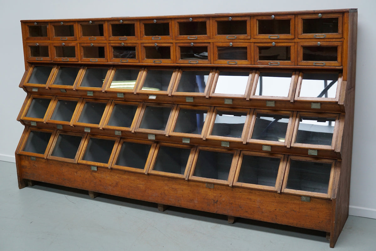 Very Large Dutch Oak Grocery Store / Haberdashery Shop Cabinet, 1920/30s