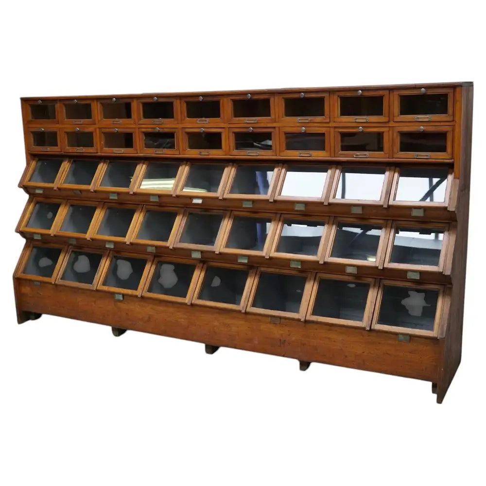 Very Large Dutch Oak Grocery Store / Haberdashery Shop Cabinet, 1920/30s