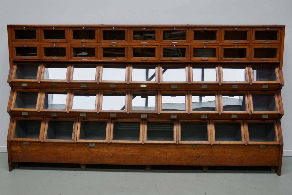 Very Large Dutch Oak Grocery Store / Haberdashery Shop Cabinet, 1920/30s