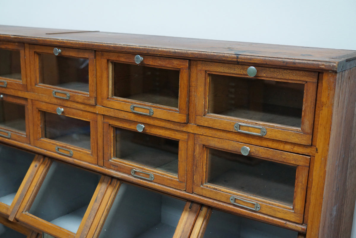 Very Large Dutch Oak Grocery Store / Haberdashery Shop Cabinet, 1920/30s