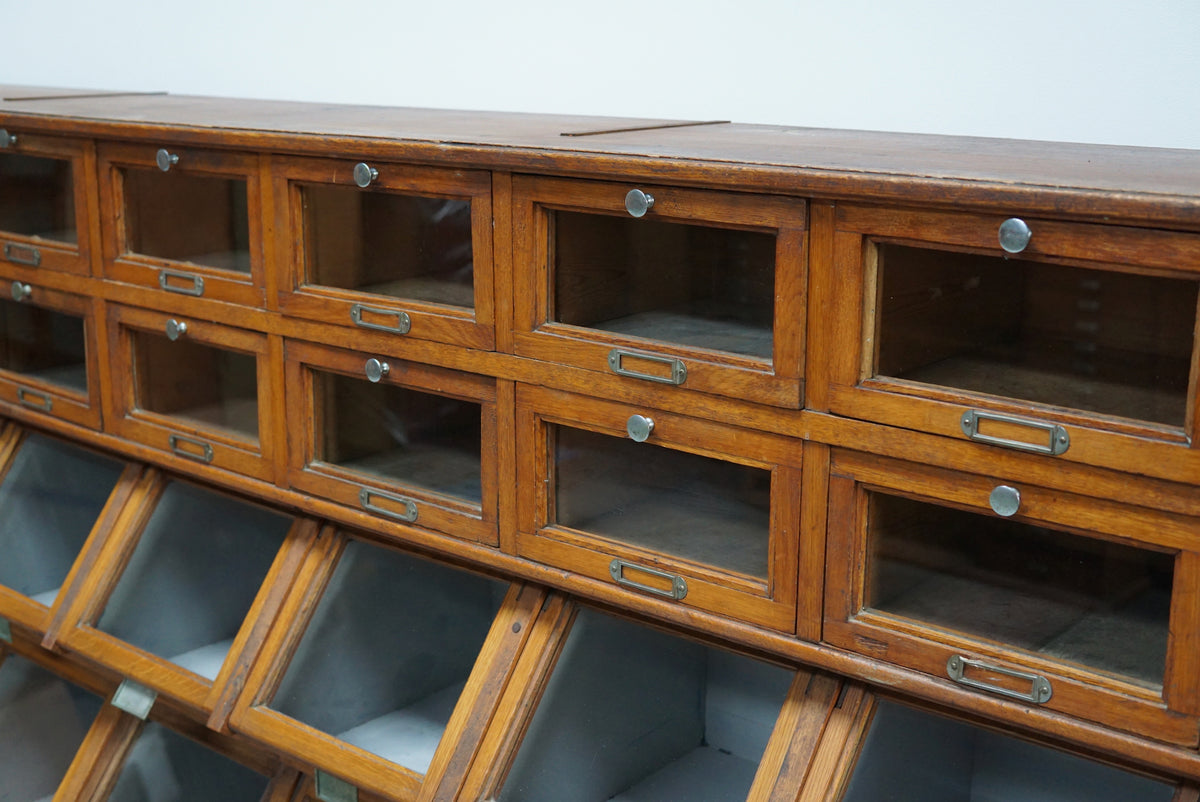 Very Large Dutch Oak Grocery Store / Haberdashery Shop Cabinet, 1920/30s