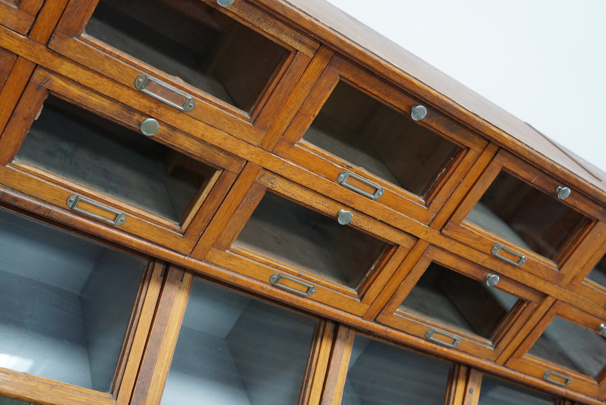 Very Large Dutch Oak Grocery Store / Haberdashery Shop Cabinet, 1920/30s
