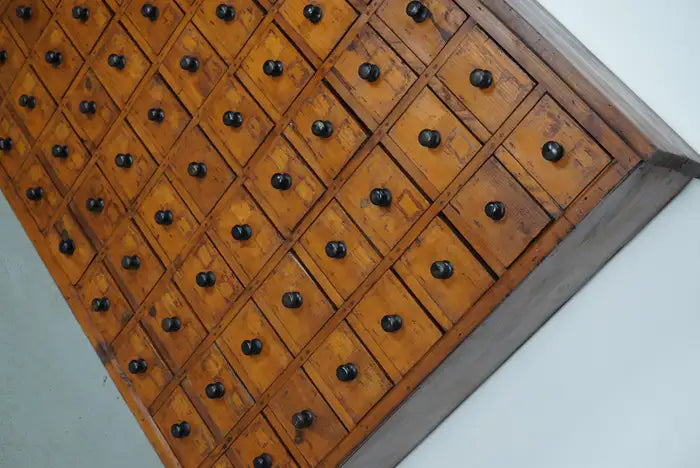 Dutch Industrial Pine Apothecary / Workshop Cabinet, circa 1930s