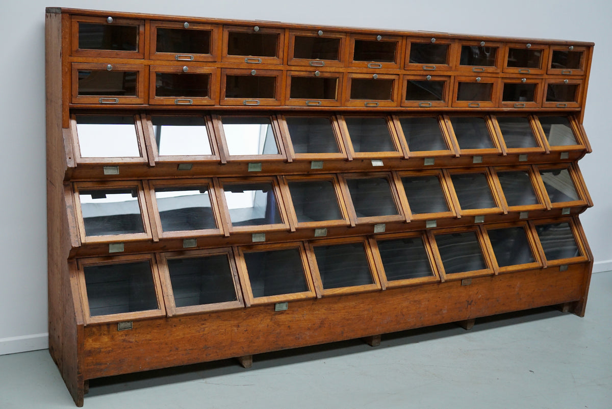 Very Large Dutch Oak Grocery Store / Haberdashery Shop Cabinet, 1920/30s