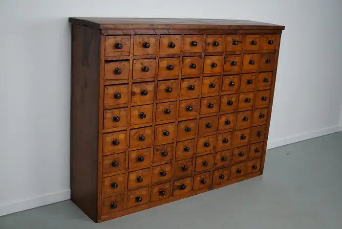 Dutch Industrial Pine Apothecary / Workshop Cabinet, circa 1930s