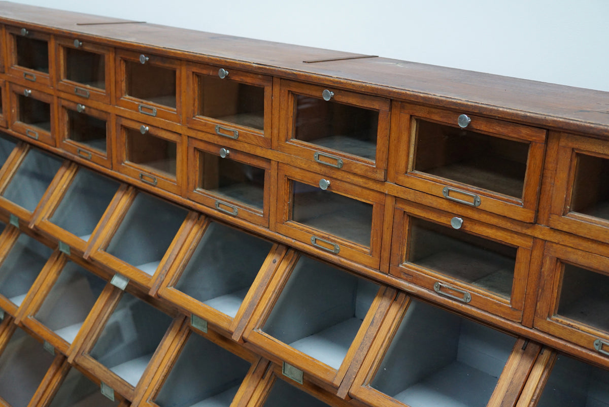 Very Large Dutch Oak Grocery Store / Haberdashery Shop Cabinet, 1920/30s