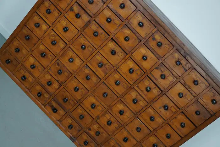 Dutch Industrial Pine Apothecary / Workshop Cabinet, circa 1930s
