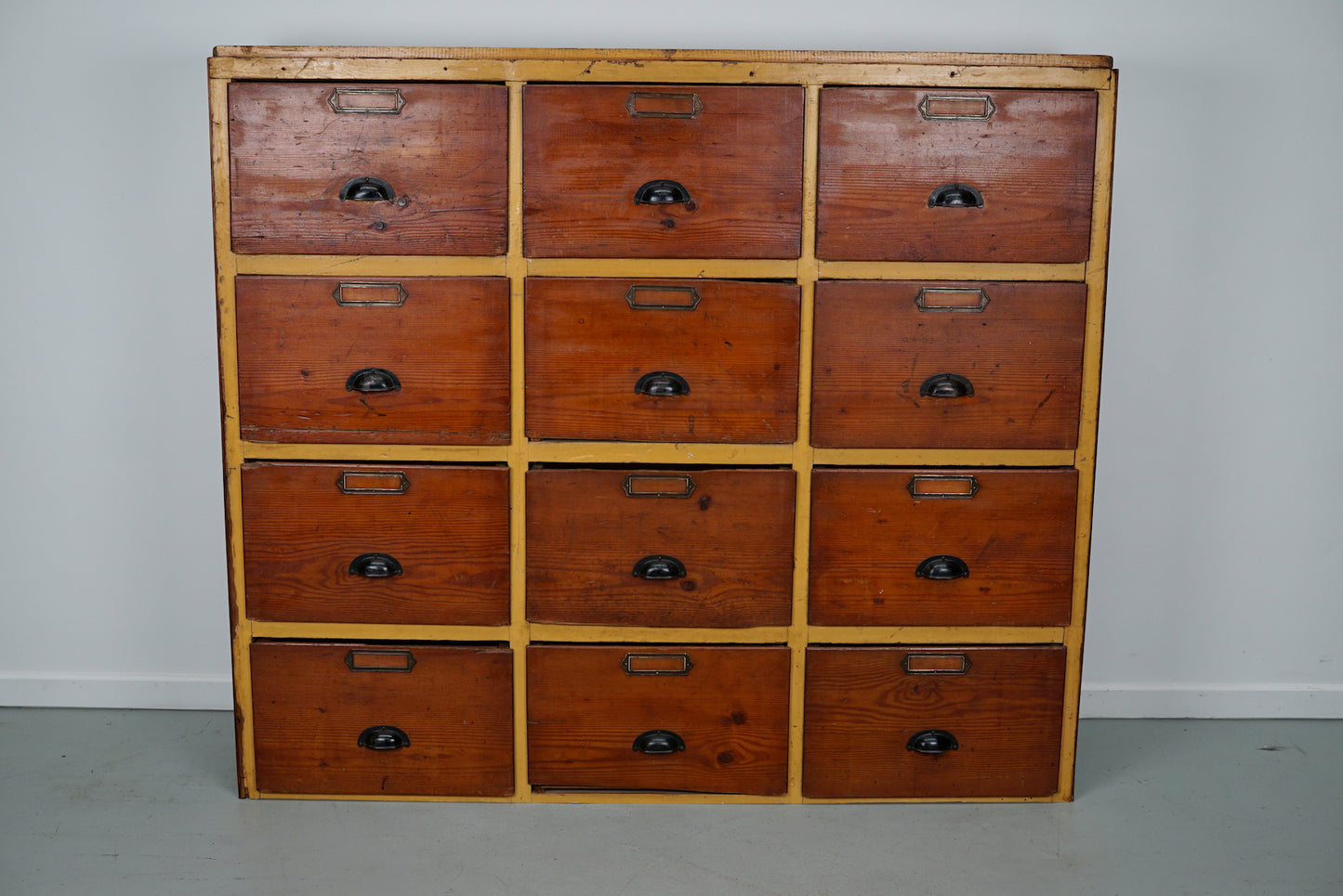 Large Dutch Industrial Pine Apothecary / Workshop Cabinet, circa 1930s