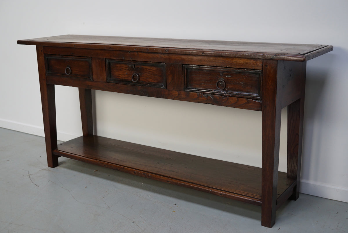 Antique Spanish Rustic Farmhouse Chestnut Side Table / Console, 18th Century