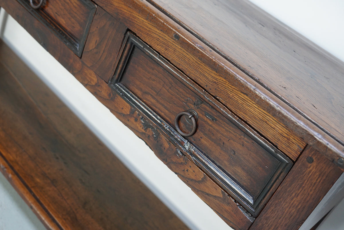 Antique Spanish Rustic Farmhouse Chestnut Side Table / Console, 18th Century