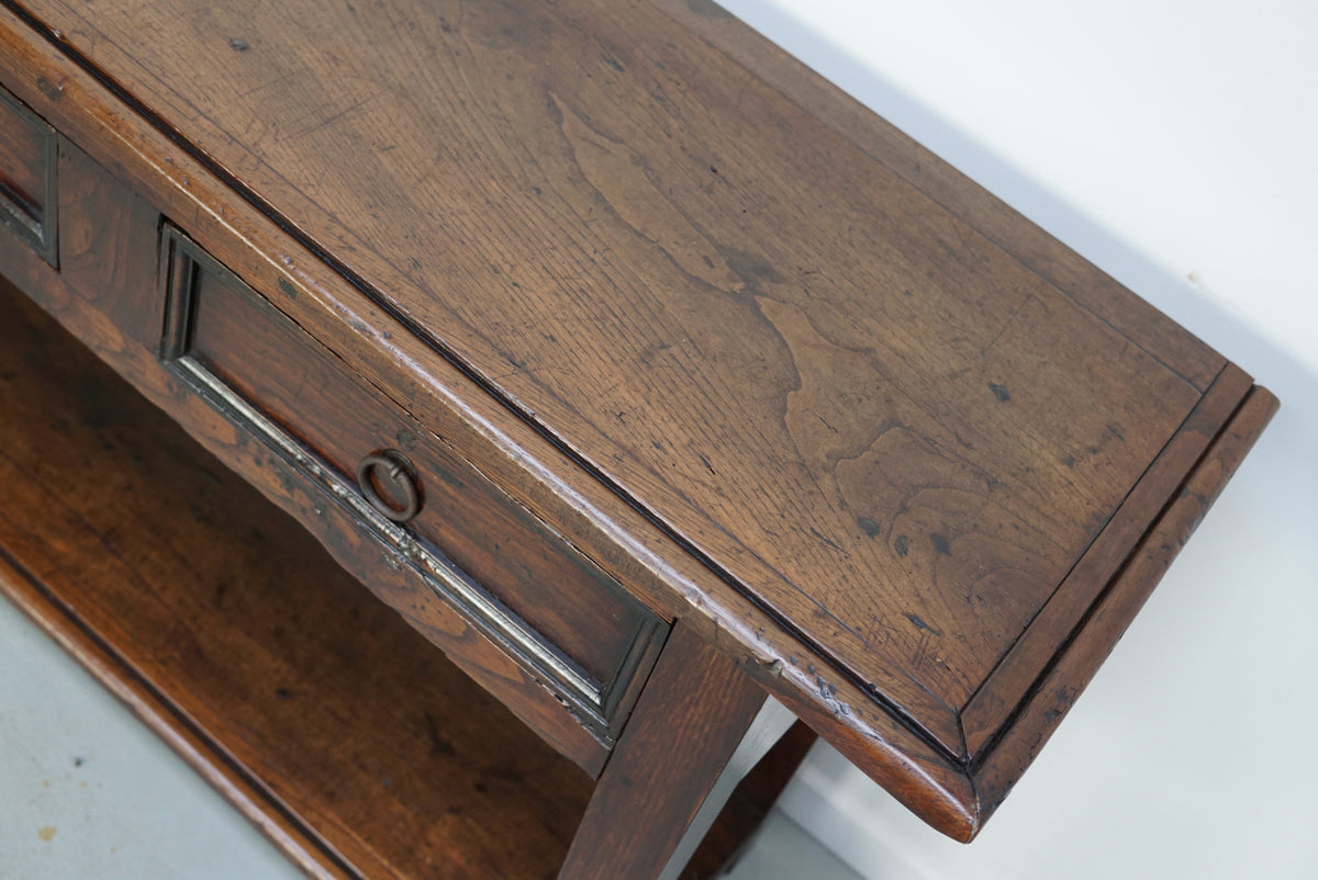 Antique Spanish Rustic Farmhouse Chestnut Side Table / Console, 18th Century