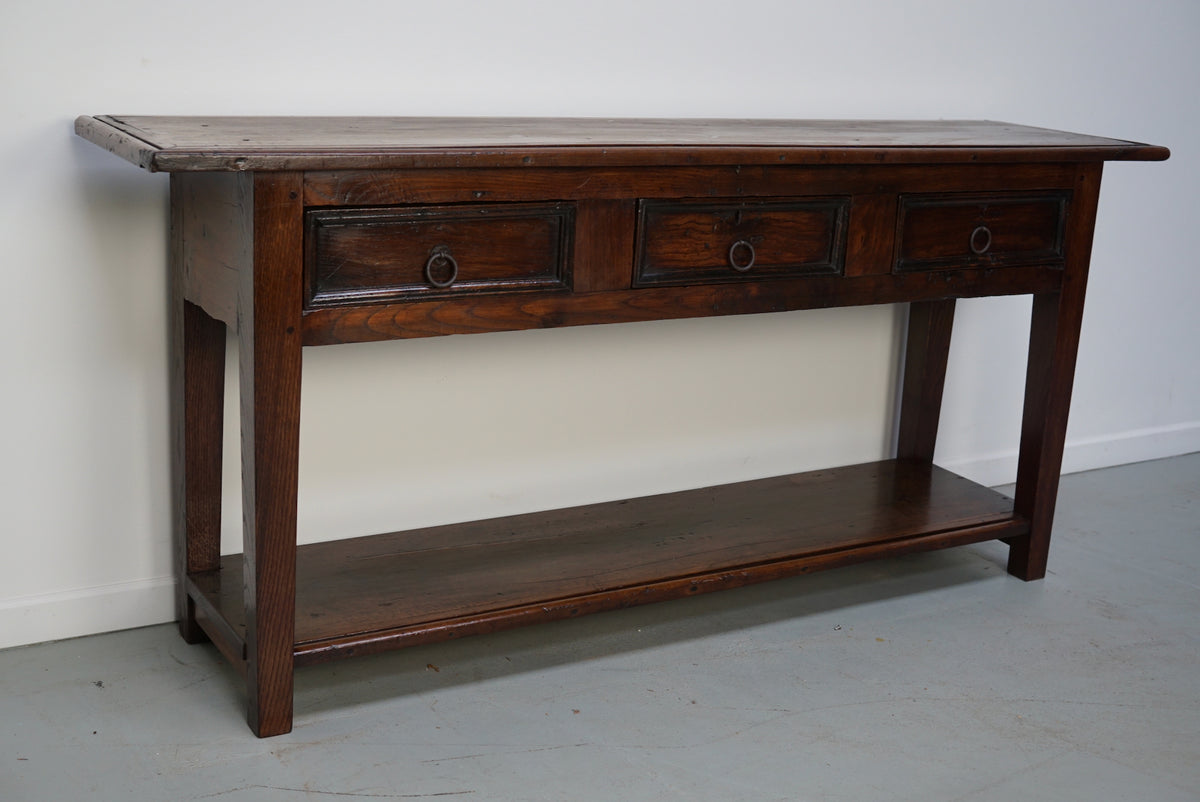Antique Spanish Rustic Farmhouse Chestnut Side Table / Console, 18th Century