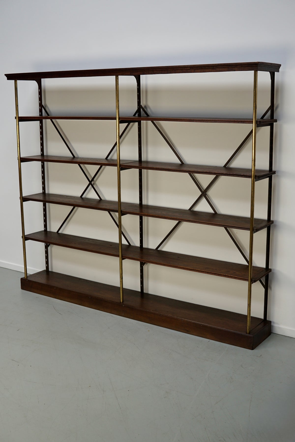 Large Oak and Iron Shelving Unit / Store Display Theodore Scherf, France 1890s