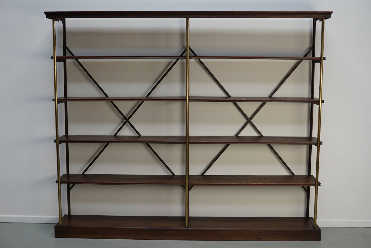 Large Oak and Iron Shelving Unit / Store Display Theodore Scherf, France 1890s