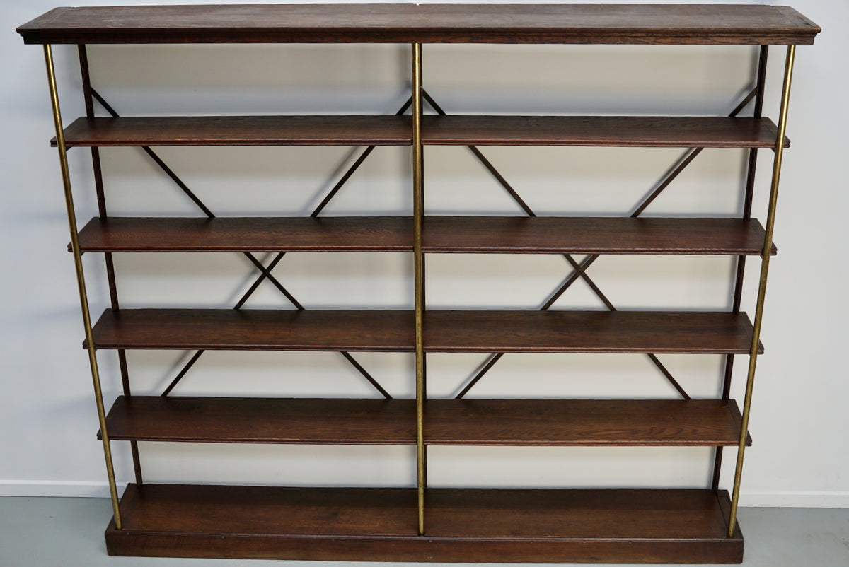 Large Oak and Iron Shelving Unit / Store Display Theodore Scherf, France 1890s