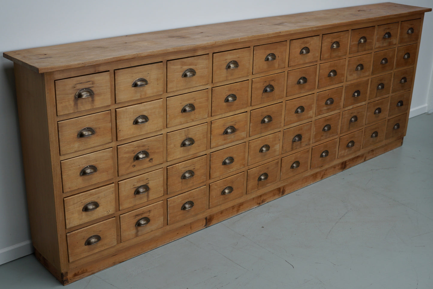 Large Dutch Maple Apothecary Cabinet or Bank of Drawers, ca 1950s