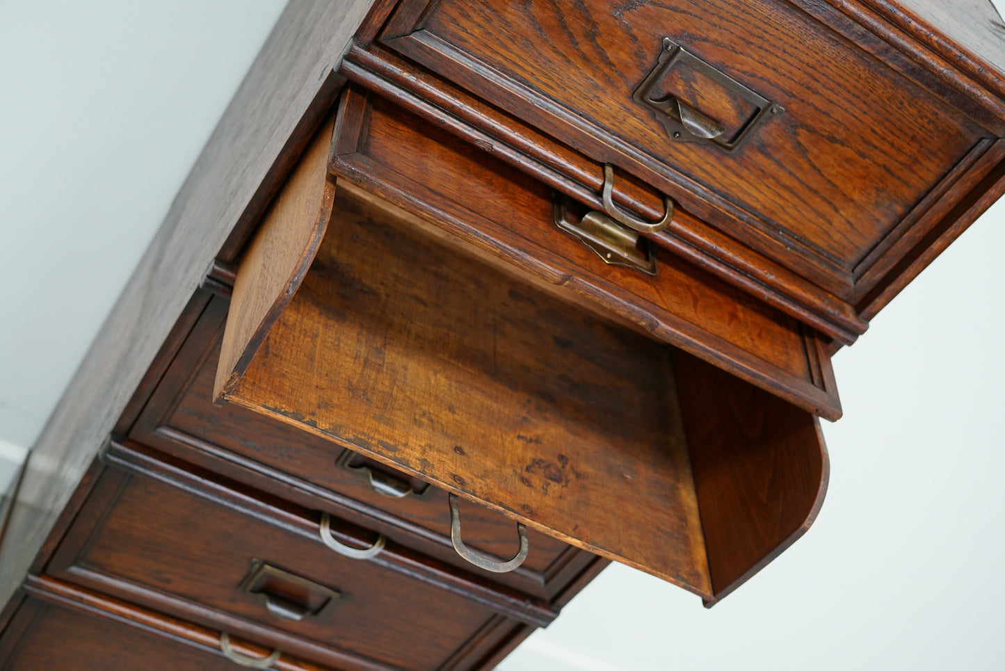 Belgian Oak Apothecary / Filing Cabinet Folding Doors, 1920/30s