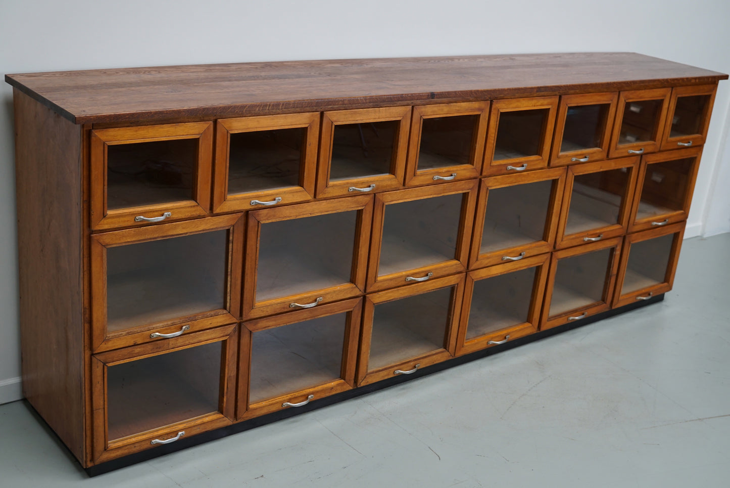 Large Vintage Dutch Oak Haberdashery Shop Cabinet / Vitrine, 1950s