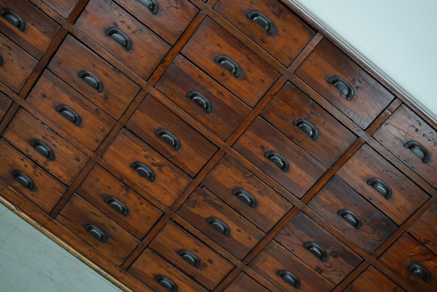 Large Antique French Pine Apothecary Cabinet, Early 20th Century