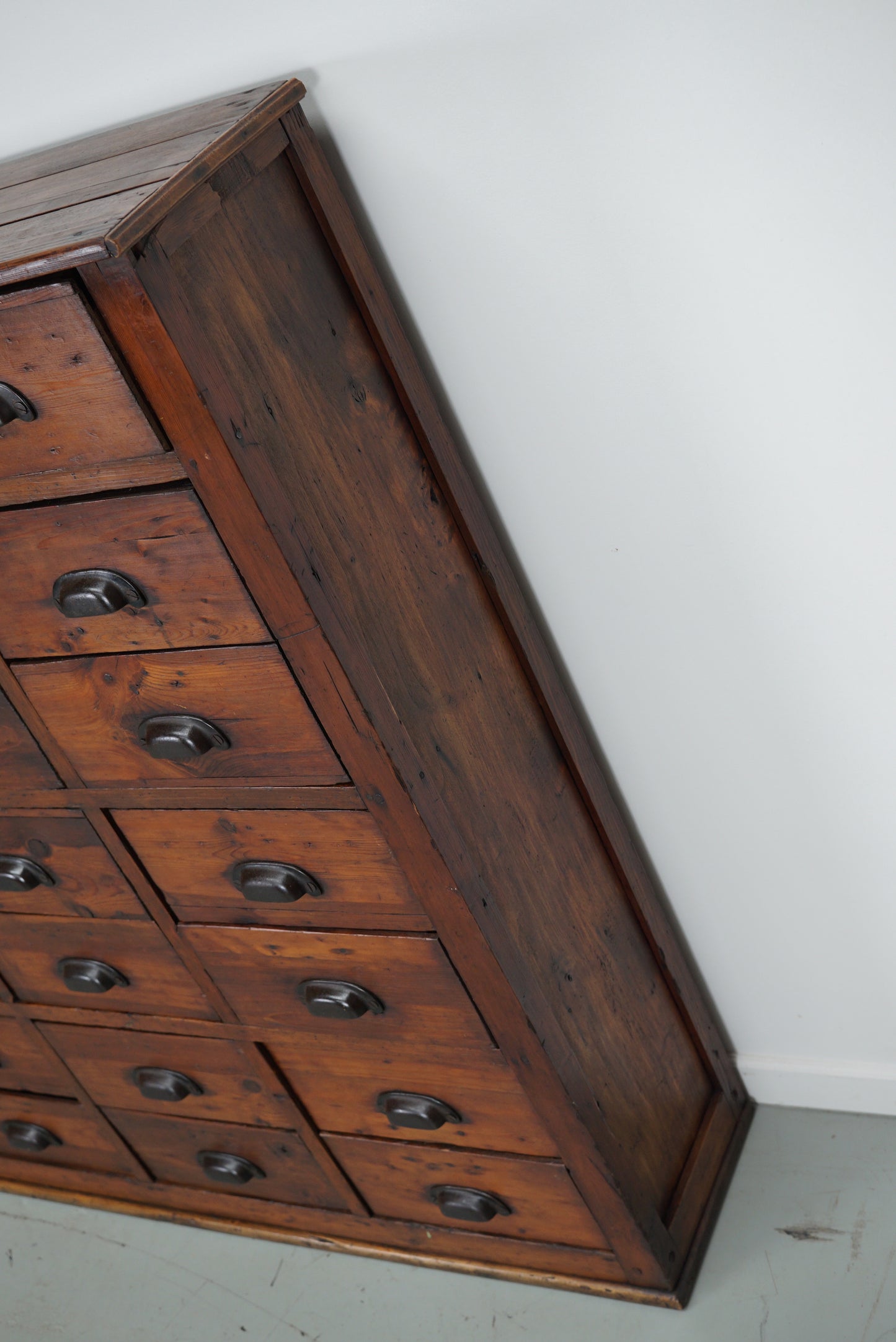 Large Antique French Pine Apothecary Cabinet, Early 20th Century