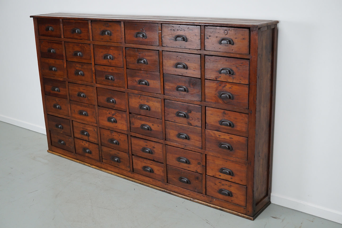 Large Antique French Pine Apothecary Cabinet, Early 20th Century