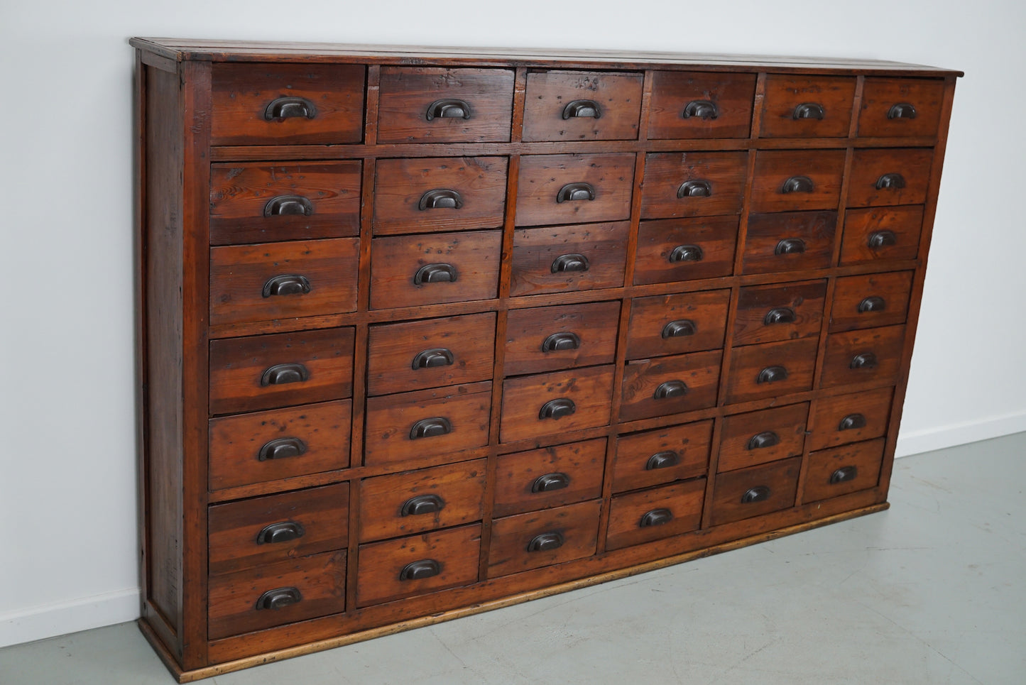 Large Antique French Pine Apothecary Cabinet, Early 20th Century