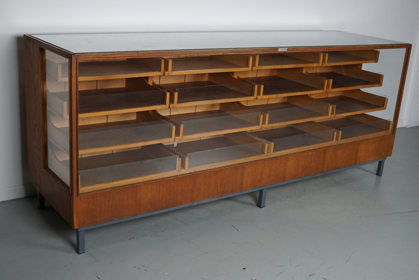 German Oak & Beech Haberdashery Shop Cabinet / Retail Unit, 1950s