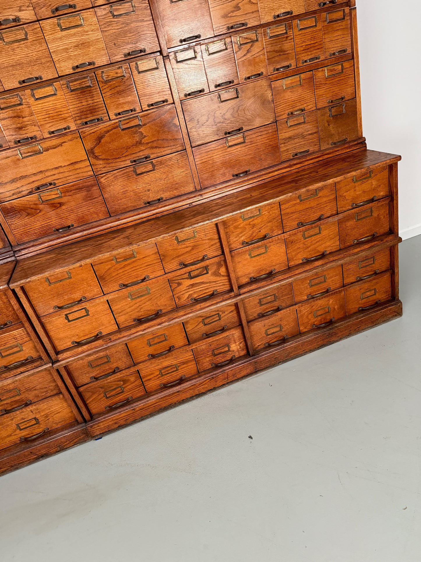 Antique Very Large American Oak Grain / Apothecary Cabinet, ca 1900