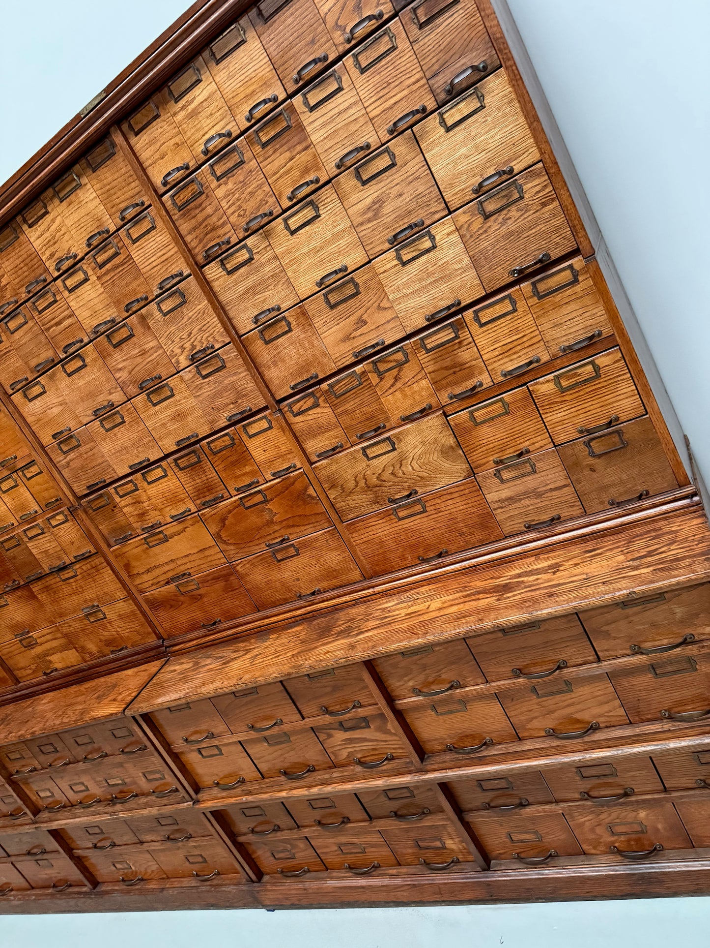 Antique Very Large American Oak Grain / Apothecary Cabinet, ca 1900