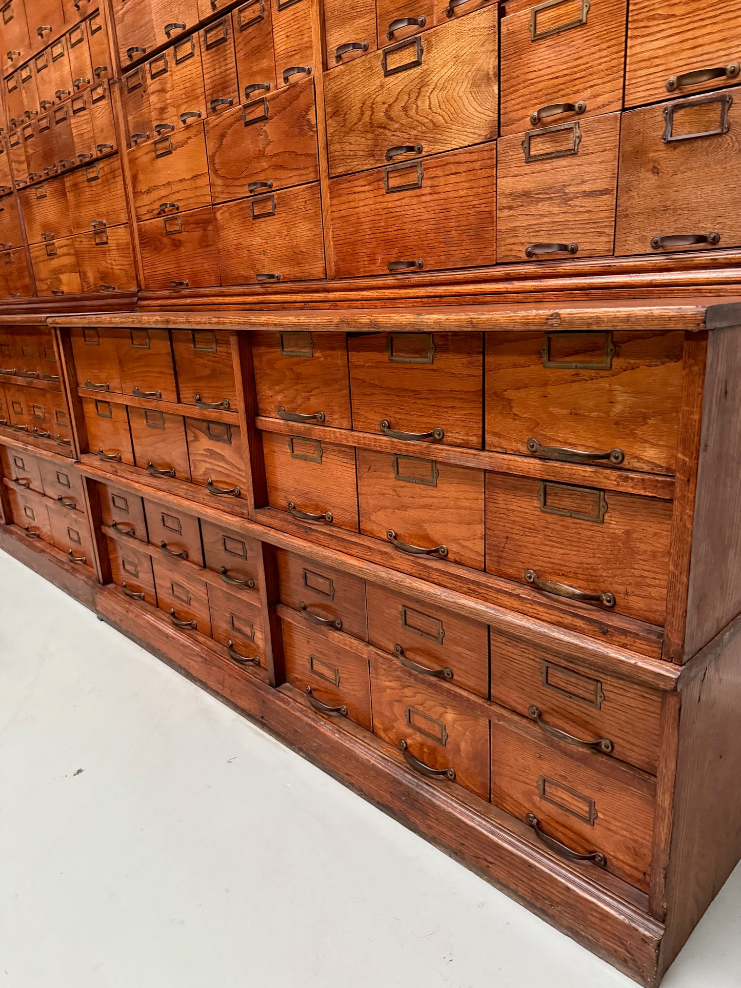 Antique Very Large American Oak Grain / Apothecary Cabinet, ca 1900