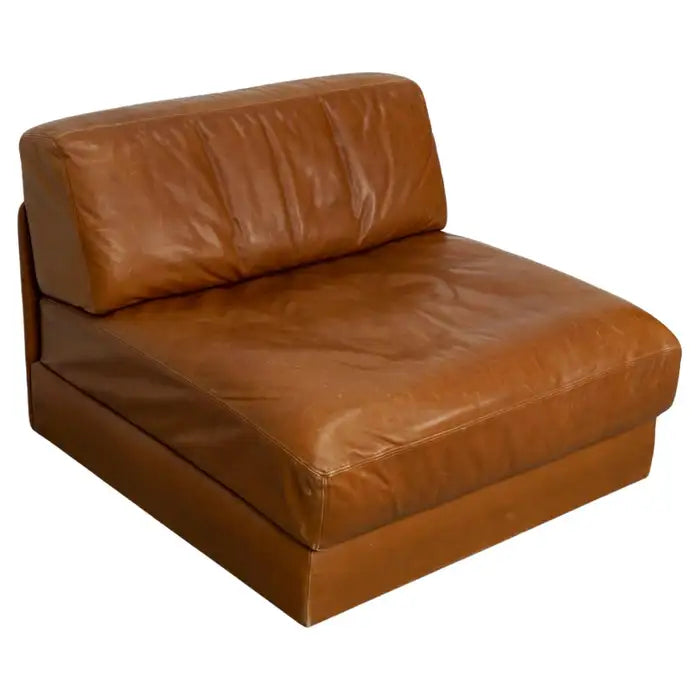 De Sede DS 76 Lounge Chair / Sleeping Sofa Cognac Leather, Switzerland, 1970s