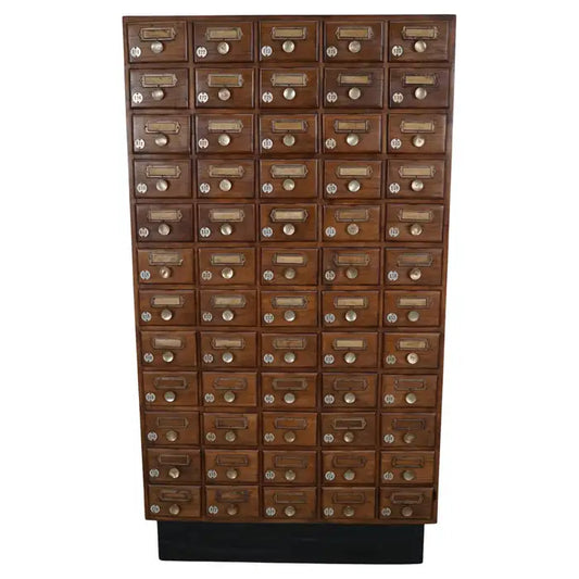 Vintage German Oak Apothecary / Savings Cabinet Cabinet, 1950s