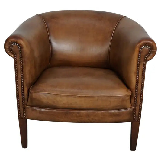 Vintage Dutch Cognac Colored Leather Club Chair
