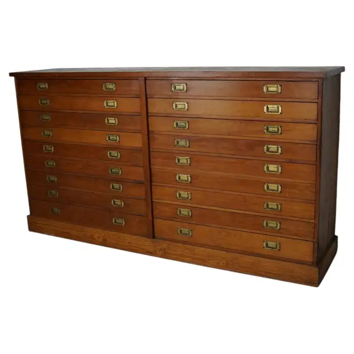 English Pitch Pine Apothecary Cabinet / Plan Chest, Early 20th Century