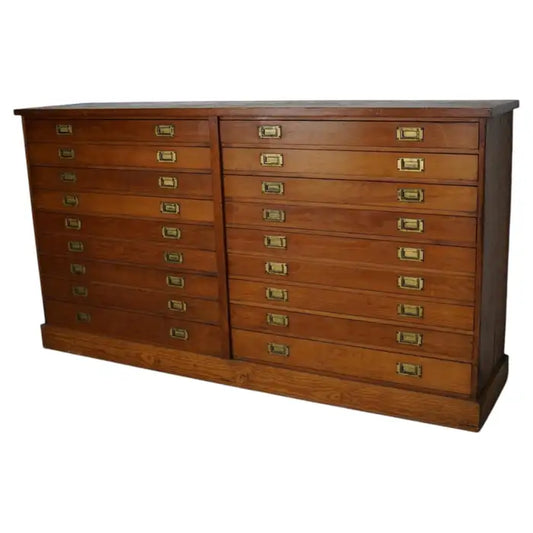 English Pitch Pine Apothecary Cabinet / Plan Chest, Early 20th Century