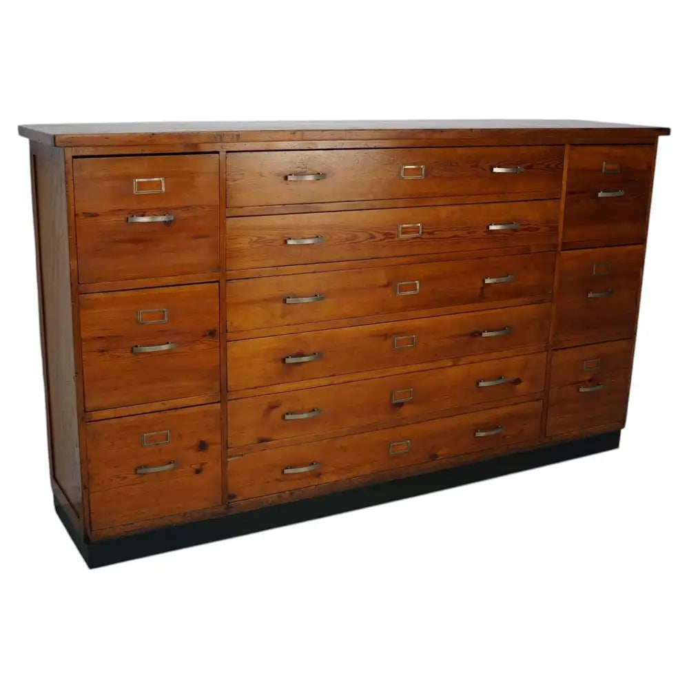 Dutch Pitch Pine Apothecary / Filing Cabinet or Sideboard, 1930s