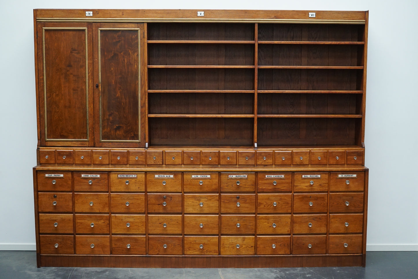 Very Large Antique English Oak Apothecary / Shop Cabinet, 19th Century