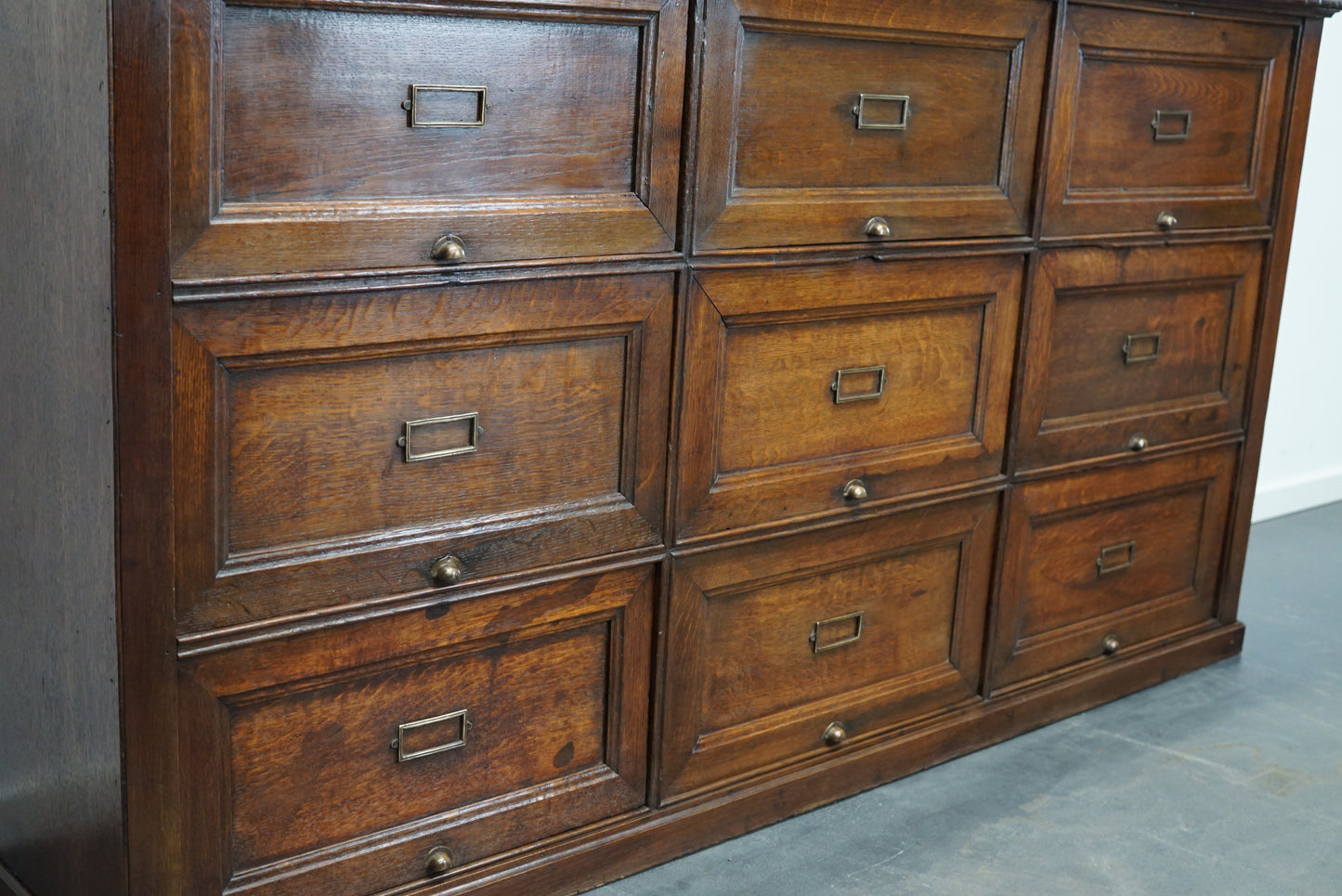 Antique French Oak Apothecary / Filing Cabinet Folding Doors, Early 20th Century