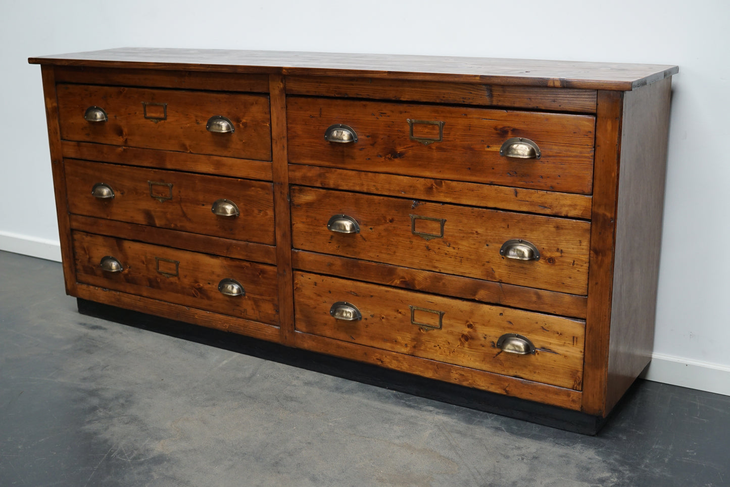 German Pine Apothecary Cabinet or Bank of Drawers, Mid-20th Century