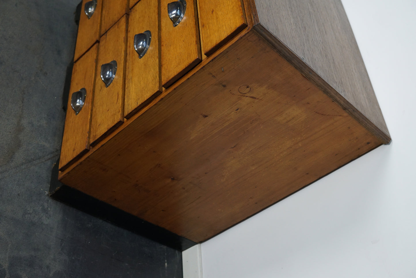 German Oak / Pine Apothecary Cabinet or Bank of Drawers, Mid-20th Century