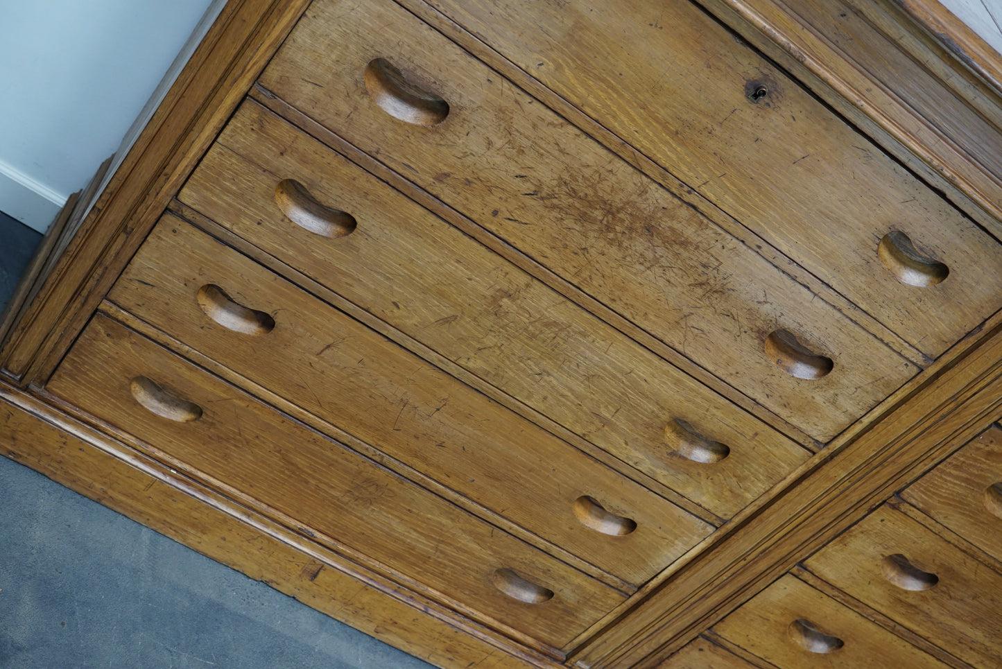 Antique Italian Oak Apothecary Cabinet, Early 20th Century