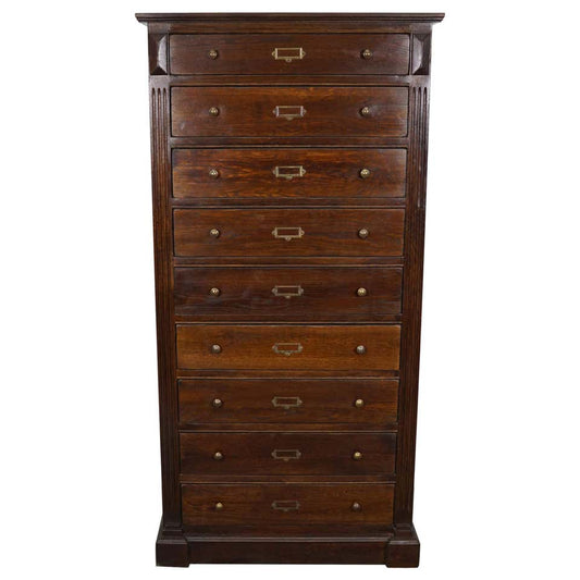 Vintage English Oak Filing Cabinet