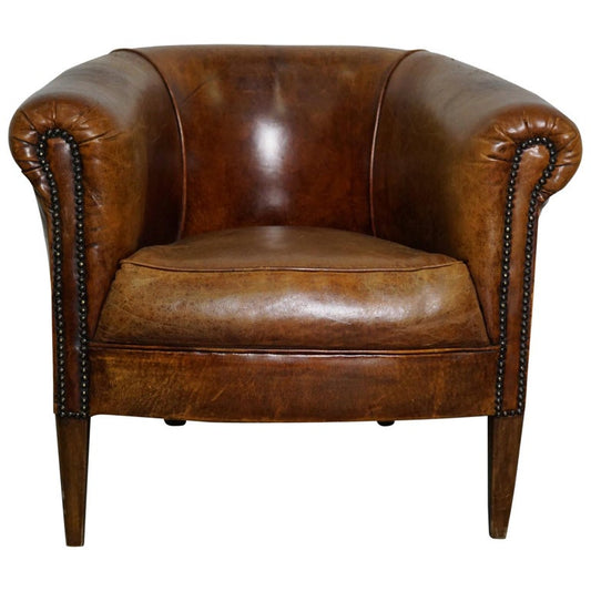 Vintage Dutch Cognac Leather Club Chair