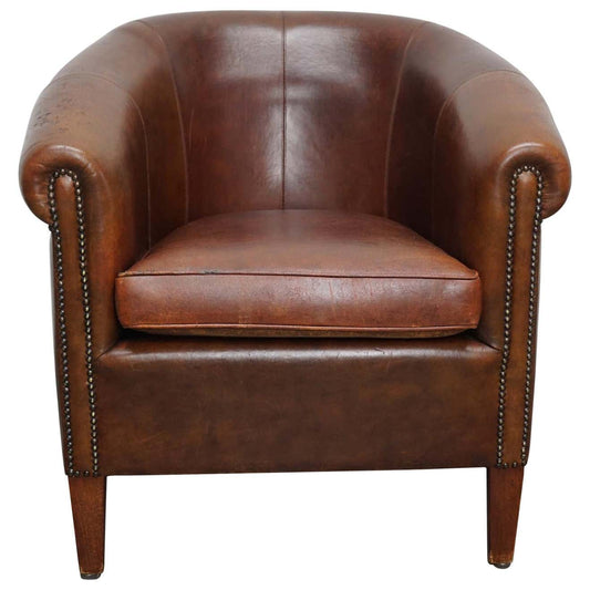 Vintage Dutch Cognac Colored Leather Club Chair
