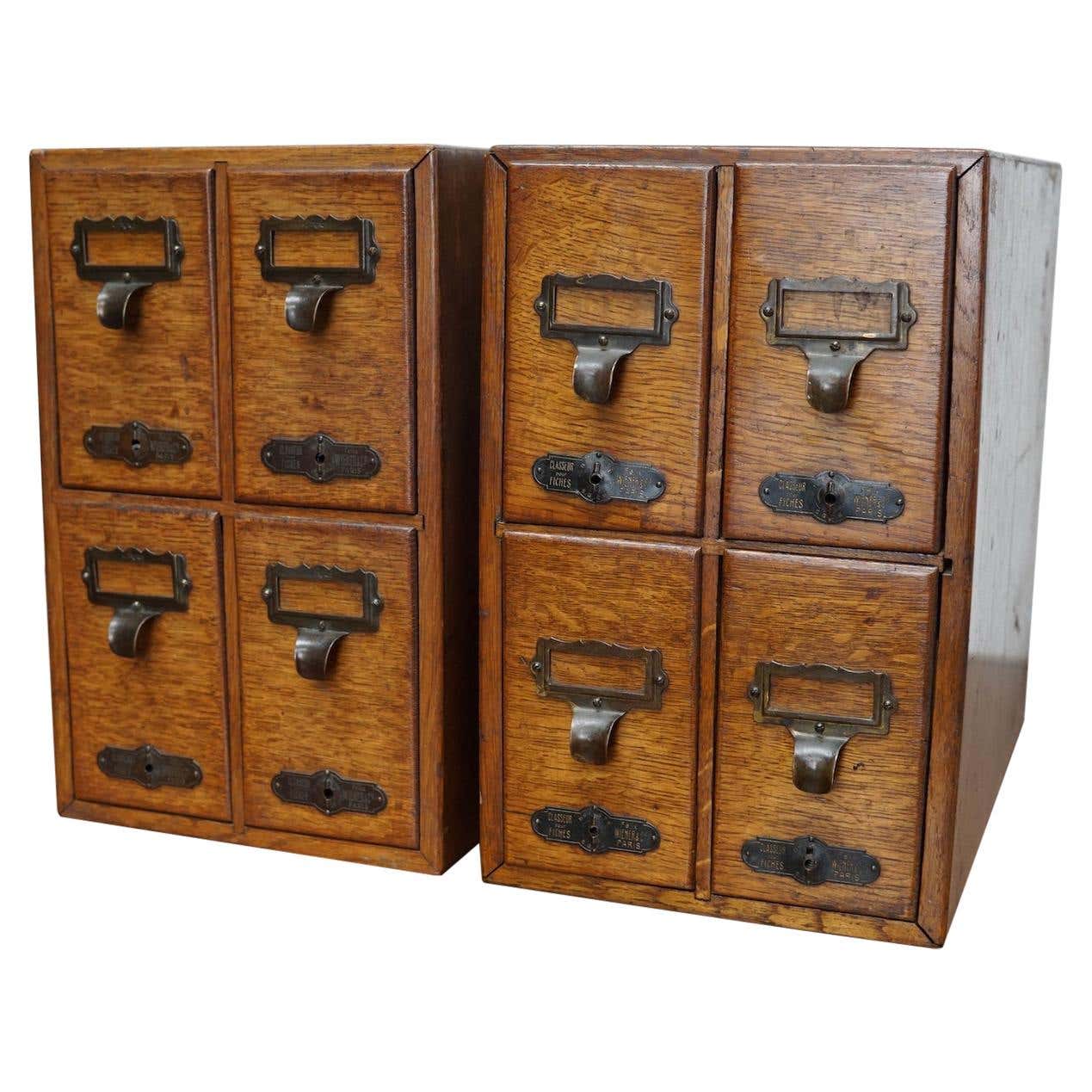 French Oak Apothecary Cabinet / Filing Cabinet, Paris, 1920s