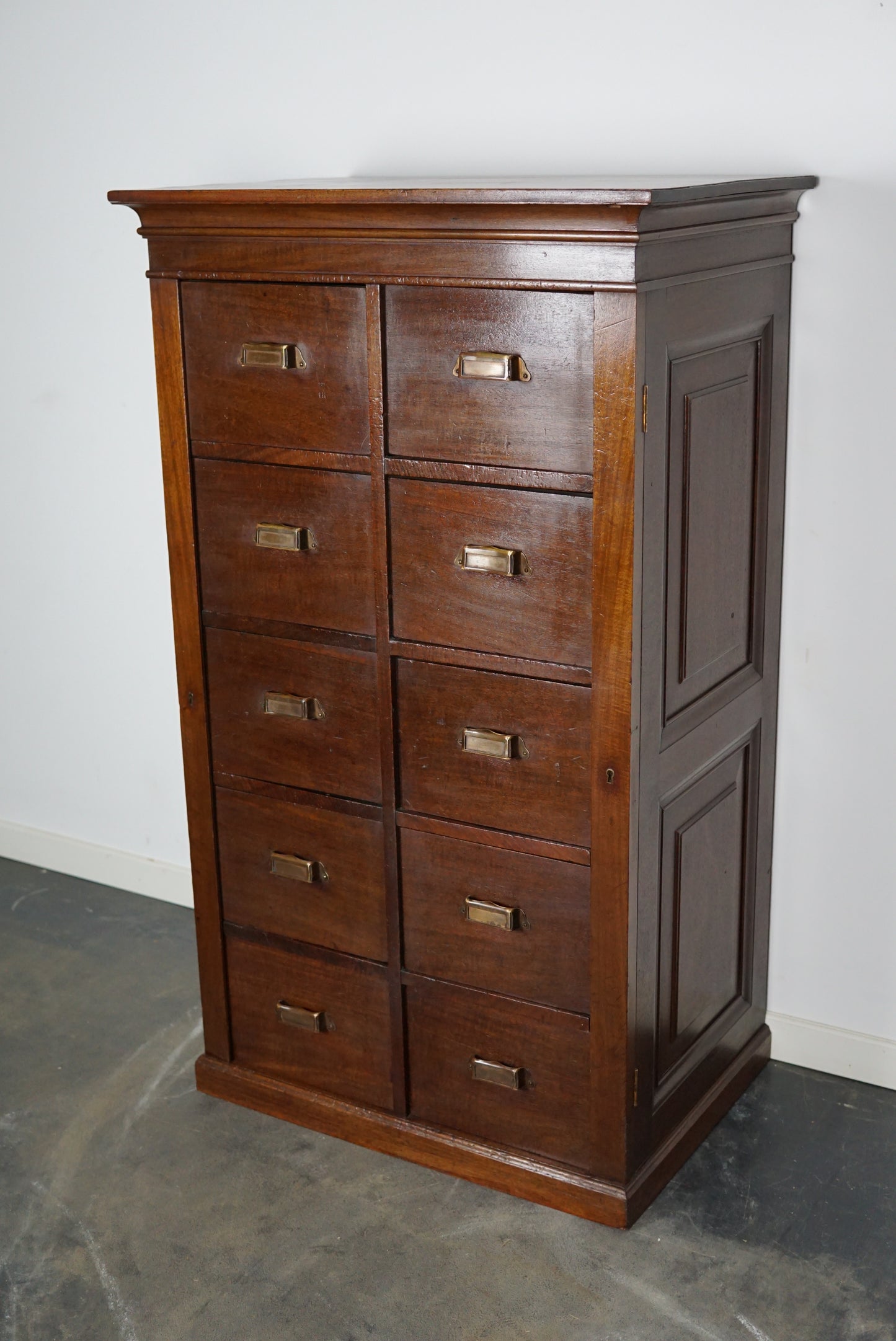 Dutch Mahogany Filing Cabinet or Bank of Drawers, 1930s